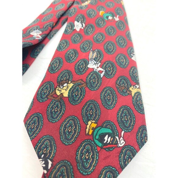 Vintage Looney Tunes Mania Men’s Necktie Paisley Print 1994 ￼Taz Bugs Bunny Ect - Picture 1 of 10